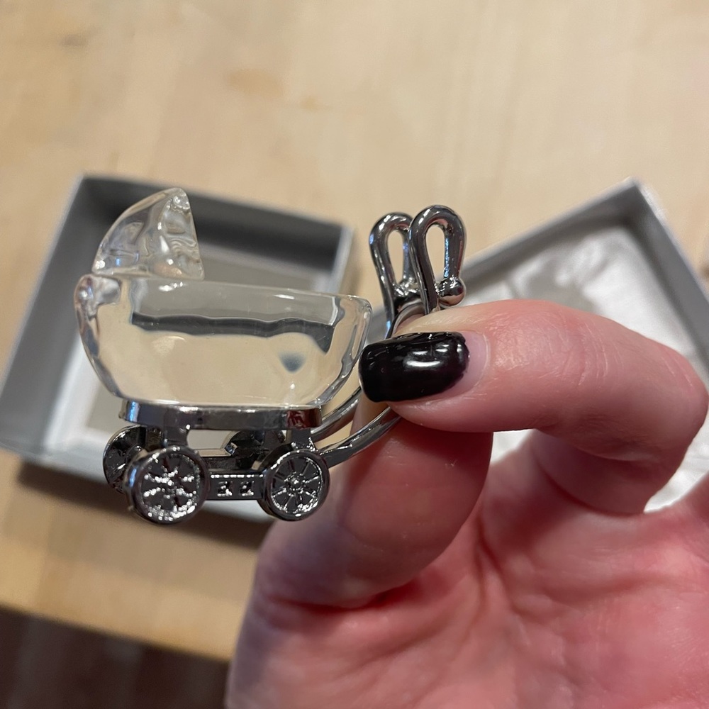 NWT crystal baby carriage decoration